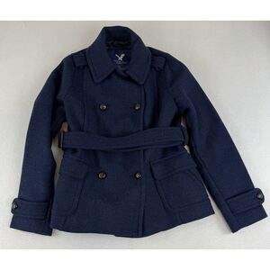 American Eagle Outfitters Double-Breasted Lined Wool Blend Pea Coat Womens Large